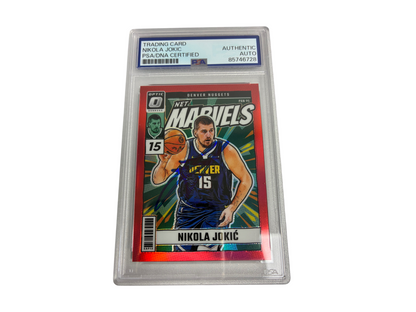 Nikola Jokic Signed Autographed Nuggets Donruss Optic Net Marvels 72/99 PSA/DNA