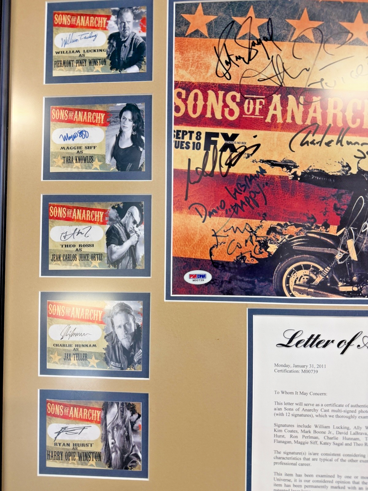 Sons Of Anarchy Signed Autographed Custom Framed Photo 10 cast members PSA COA