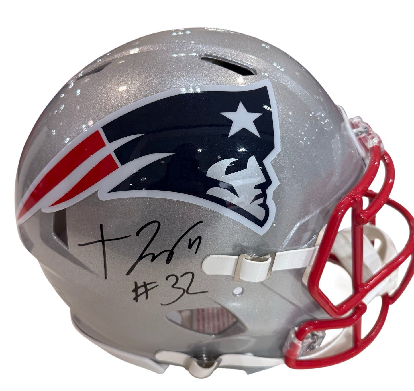 TreVeyon Henderson Signed Autographed Patriots Full-Size Authentic Helmet w/ COA