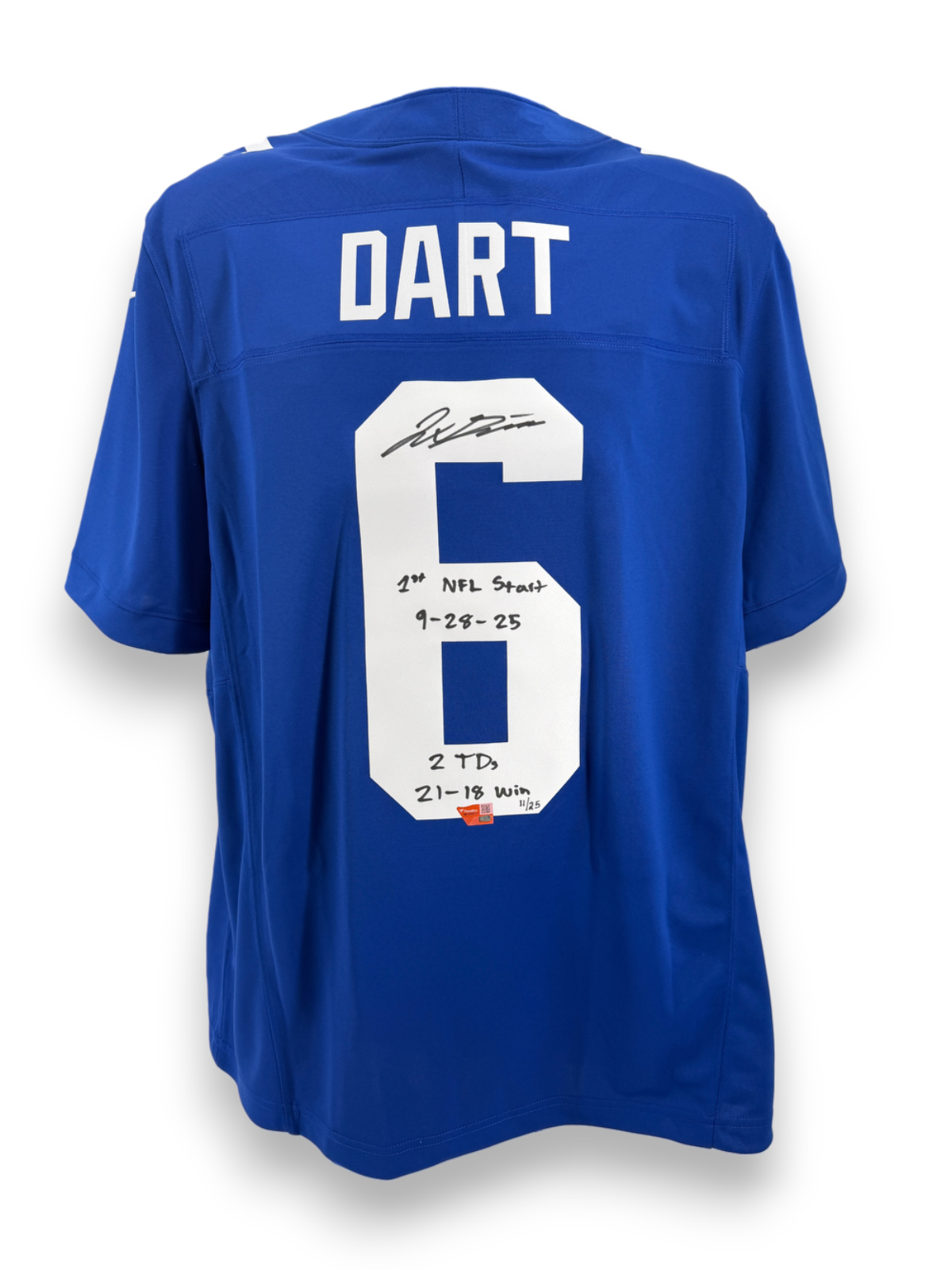 Jaxson Dart Signed Autographed Inscribed Giants NFL Start Jersey Fanatics Auth
