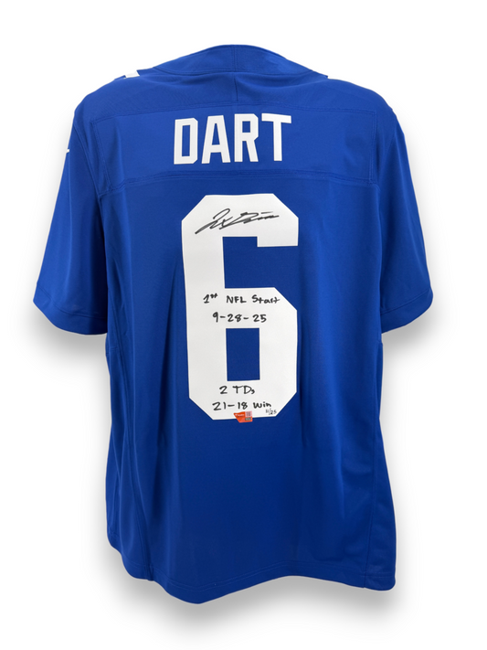 Jaxson Dart Signed Autographed Inscribed Giants NFL Start Jersey Fanatics Auth
