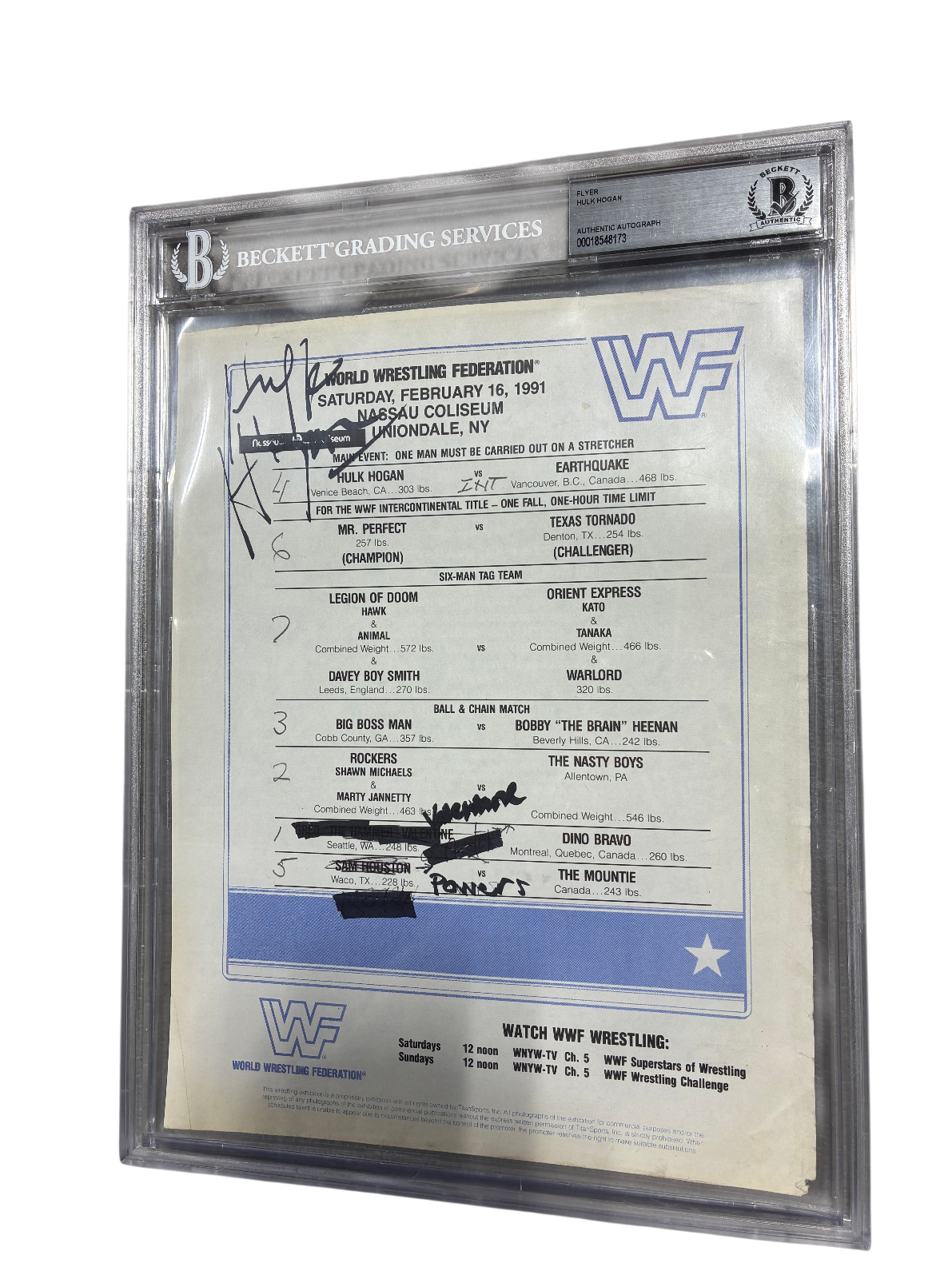Hulk Hogan WWF Autographed Flyer Beckett Authentic 1991