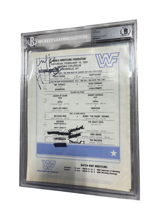 Hulk Hogan WWF Autographed Flyer Beckett Authentic 1991