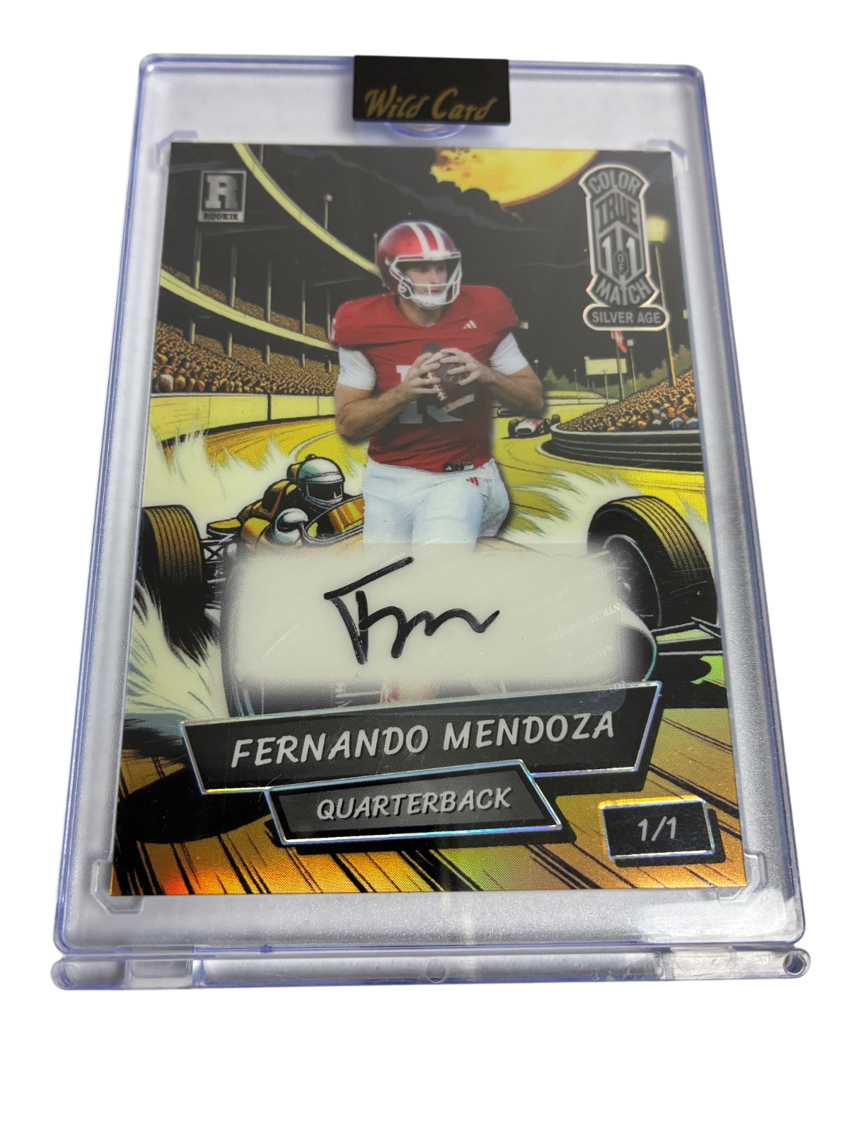 Fernando Mendoza Wild Card TRUE 1/1 Color Match Auto Silver Age Rookie QB