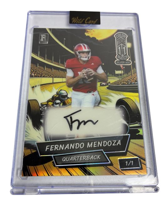 Fernando Mendoza Wild Card TRUE 1/1 Color Match Auto Silver Age Rookie QB