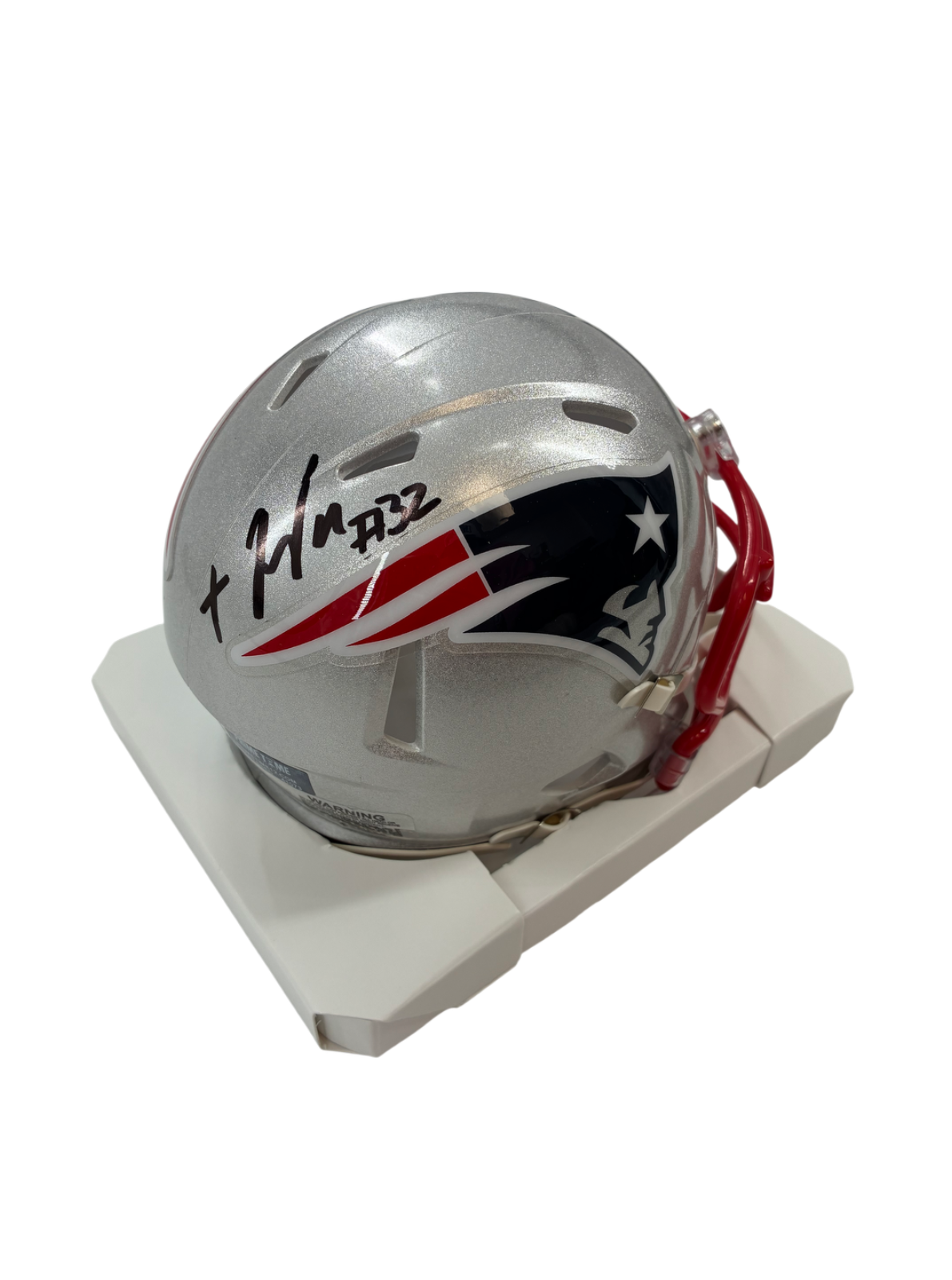 Treveyon Henderson Signed Autographed Patriots Mini Helmet Prime Time Witness