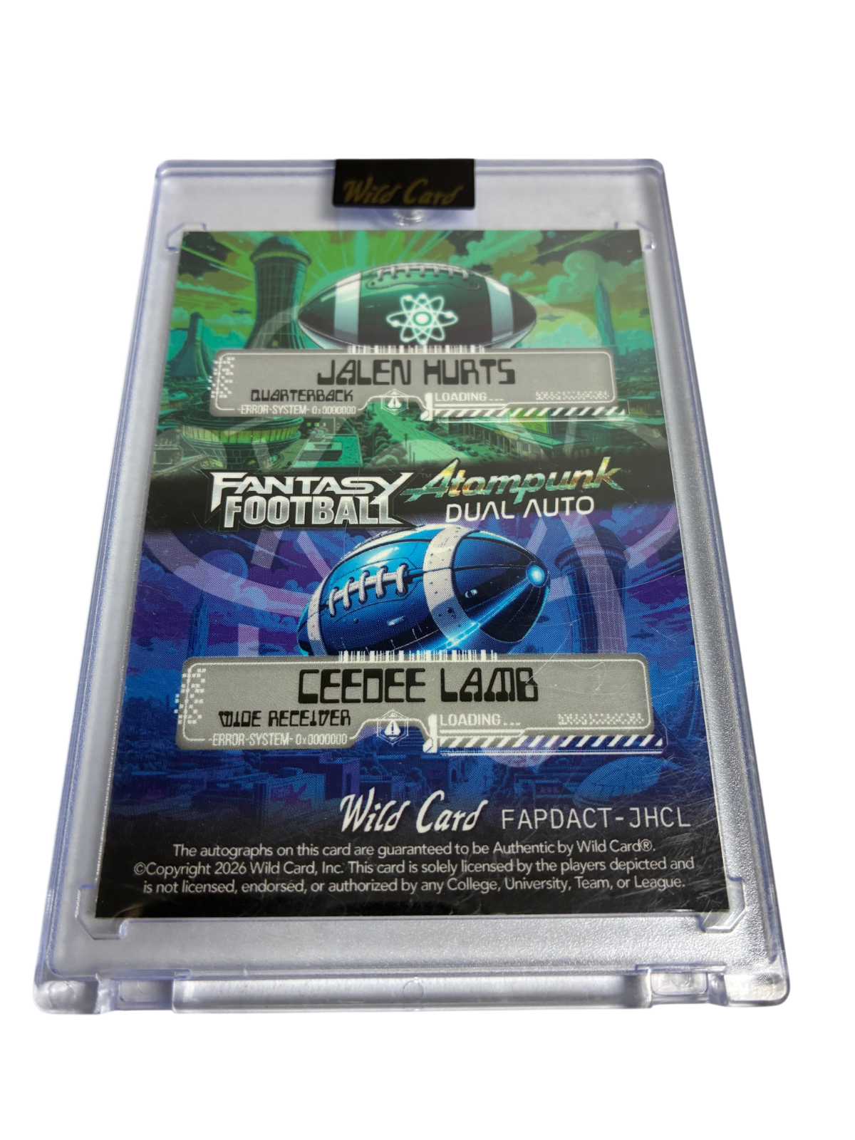 Jalen Hurts CeeDee Lamb Card Fantasy Football Atompunk Dual Auto Eagles  1/1