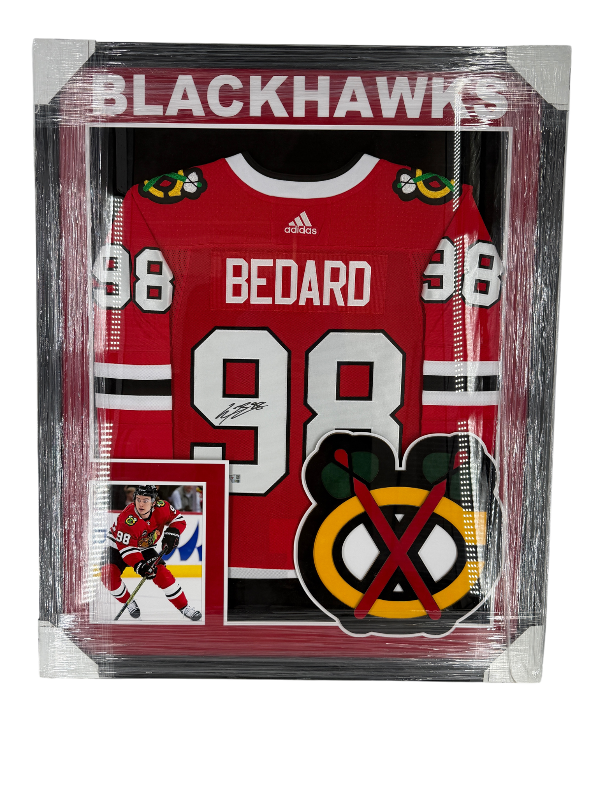 Connor Bedard Signed Autographed Blackhawks Custom Framed Jersey Fanatics