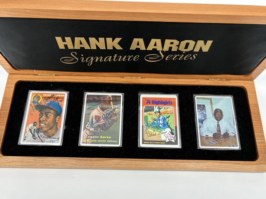 Hank Aaron Signature Series Porcelain Baseball Card Collection with COA Letter