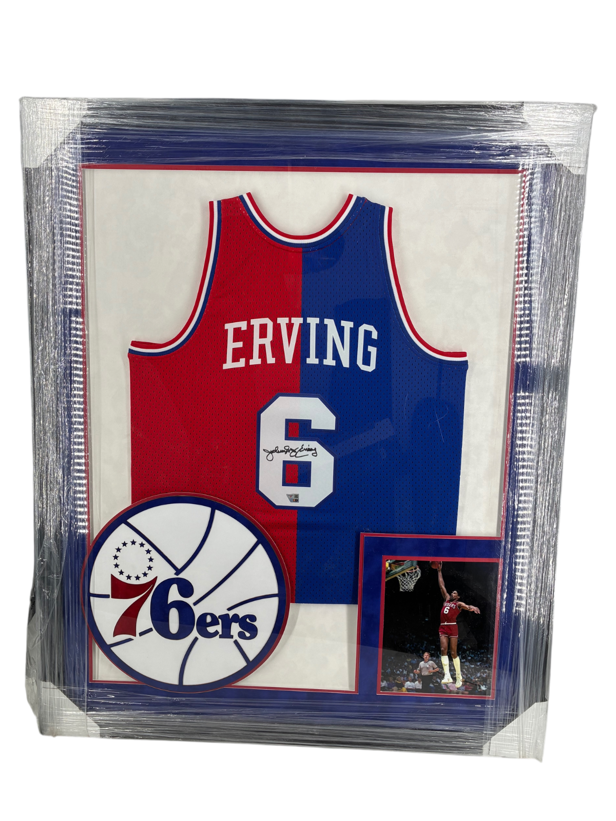 Julius Erving Dr. J. Signed Autographed 76ers Jersey Custom Framed Fanatics COA