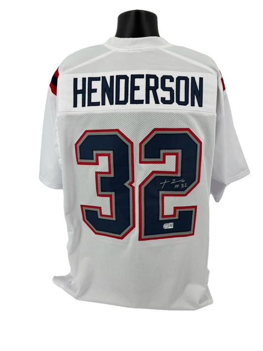 TreVeyon Henderson Signed Autographed Patriots White Custom Jersey SWAU COA