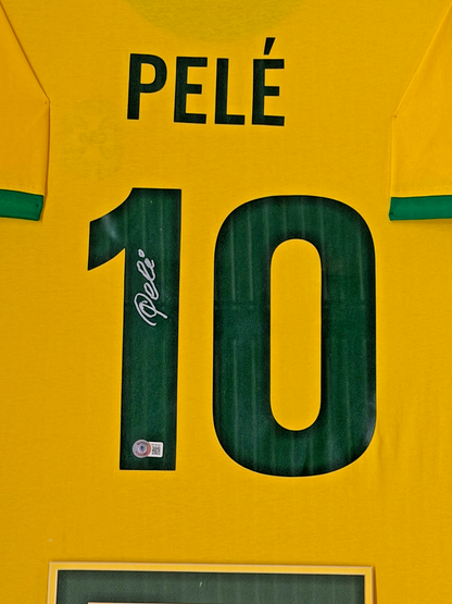 Pele Signed Autographed Brazil Jersey Custom Framed Beckett COA