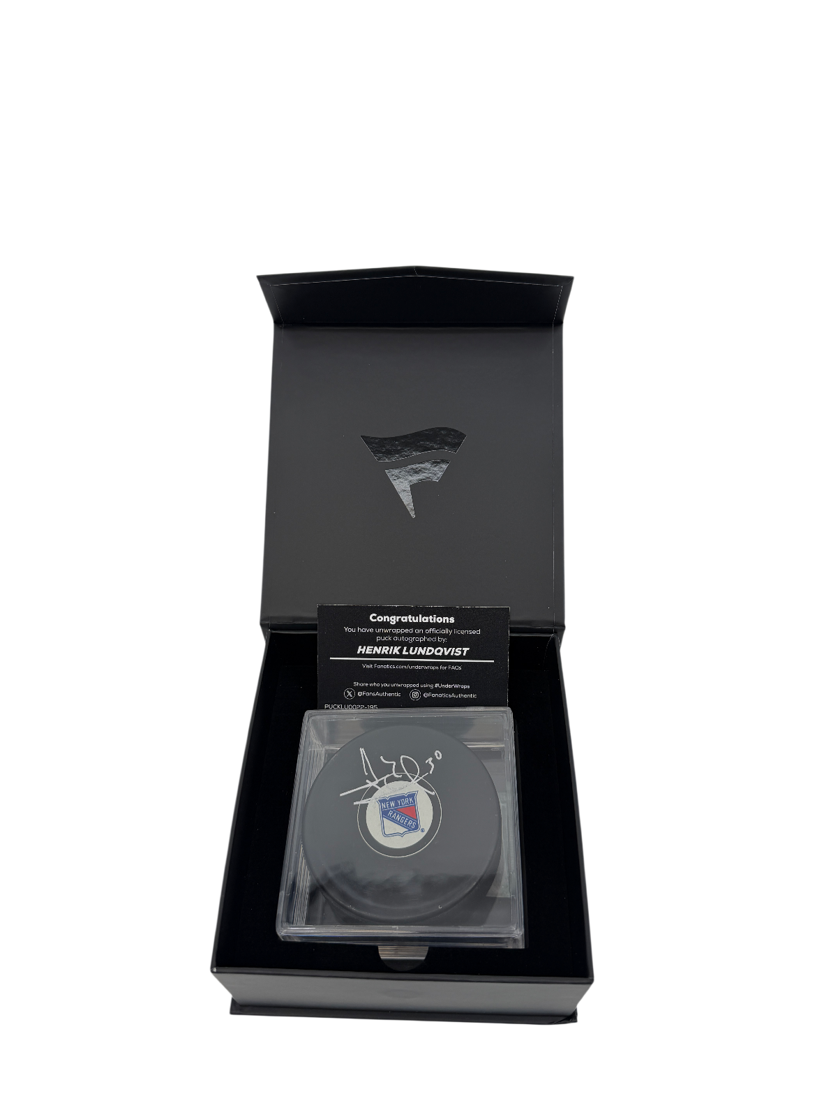 Henrik Lundqvist Signed Autographed NHL Rangers Puck Fanatics UnderWraps