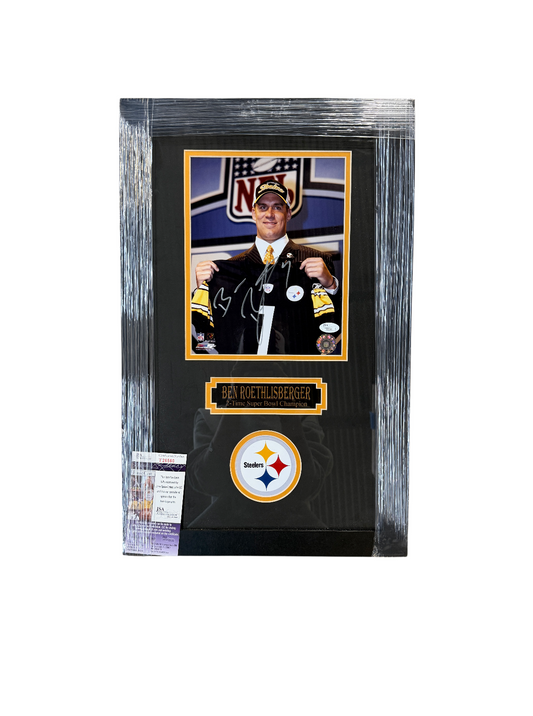 Ben Roethlisberger Signed Autographed 8x10 Photo Custom Framed JSA COA