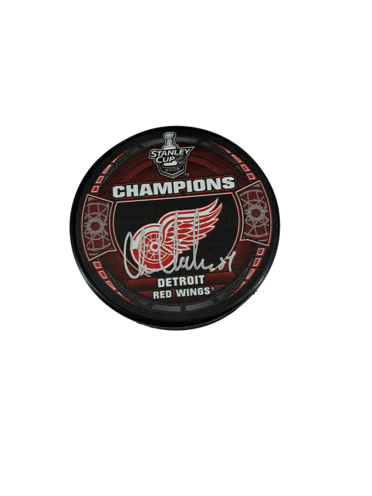 Chris Chelios Signed Autographed Red Wings Hockey Puck Prime Time Witness