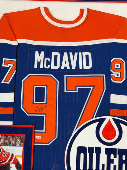Connor McDavid Signed Autographed Oilers Jersey Custom Framed Fanatics COA