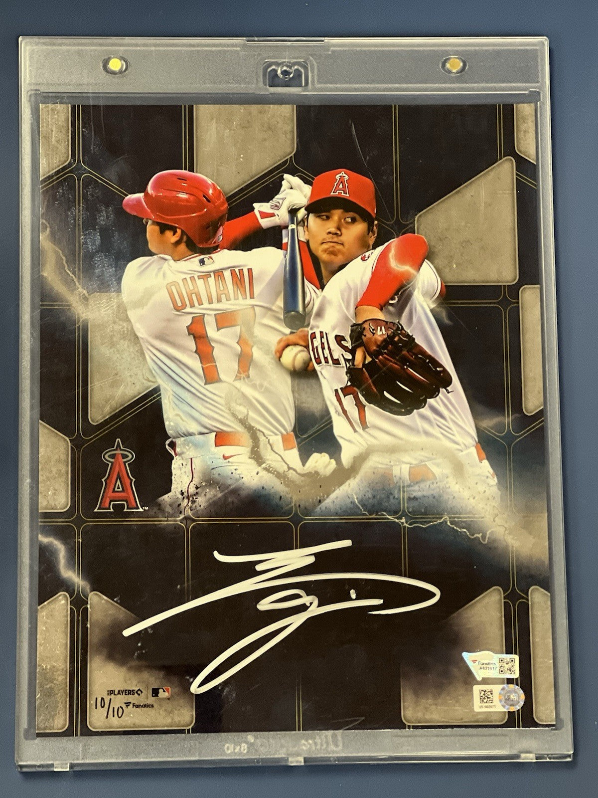 SHOHEI OHTANI SIGNED ART PRINT BLUE /10 MLB HOLOGRAM FANATICS COA