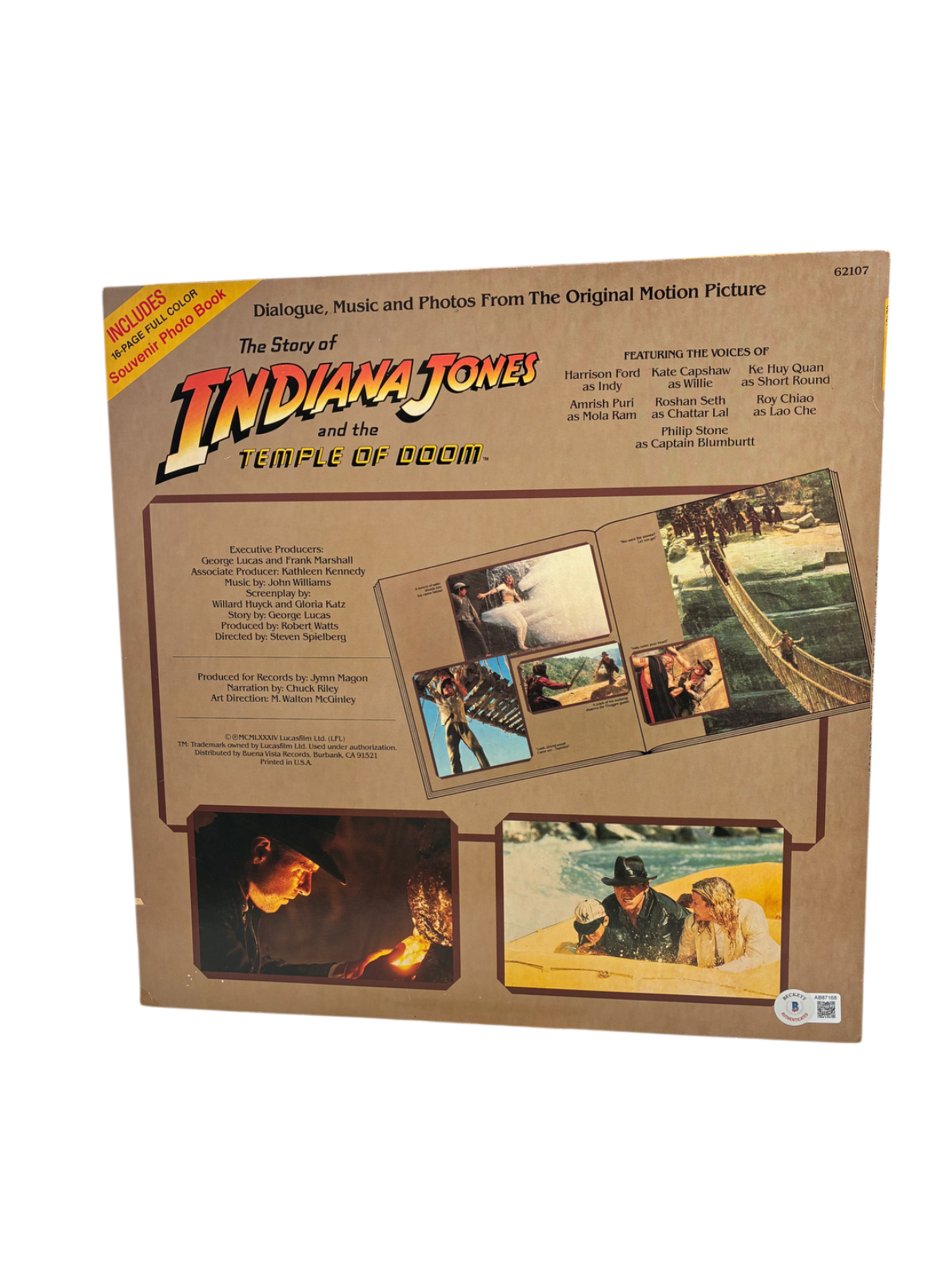 Harrison Ford Signed Autographed Indiana Jones Temple of Doom Vinyl BAS COA