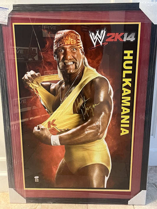 Hulk Hogan Signed Autographed Photo Custom WWE 2k14 Frame Hogan, PSA Coa
