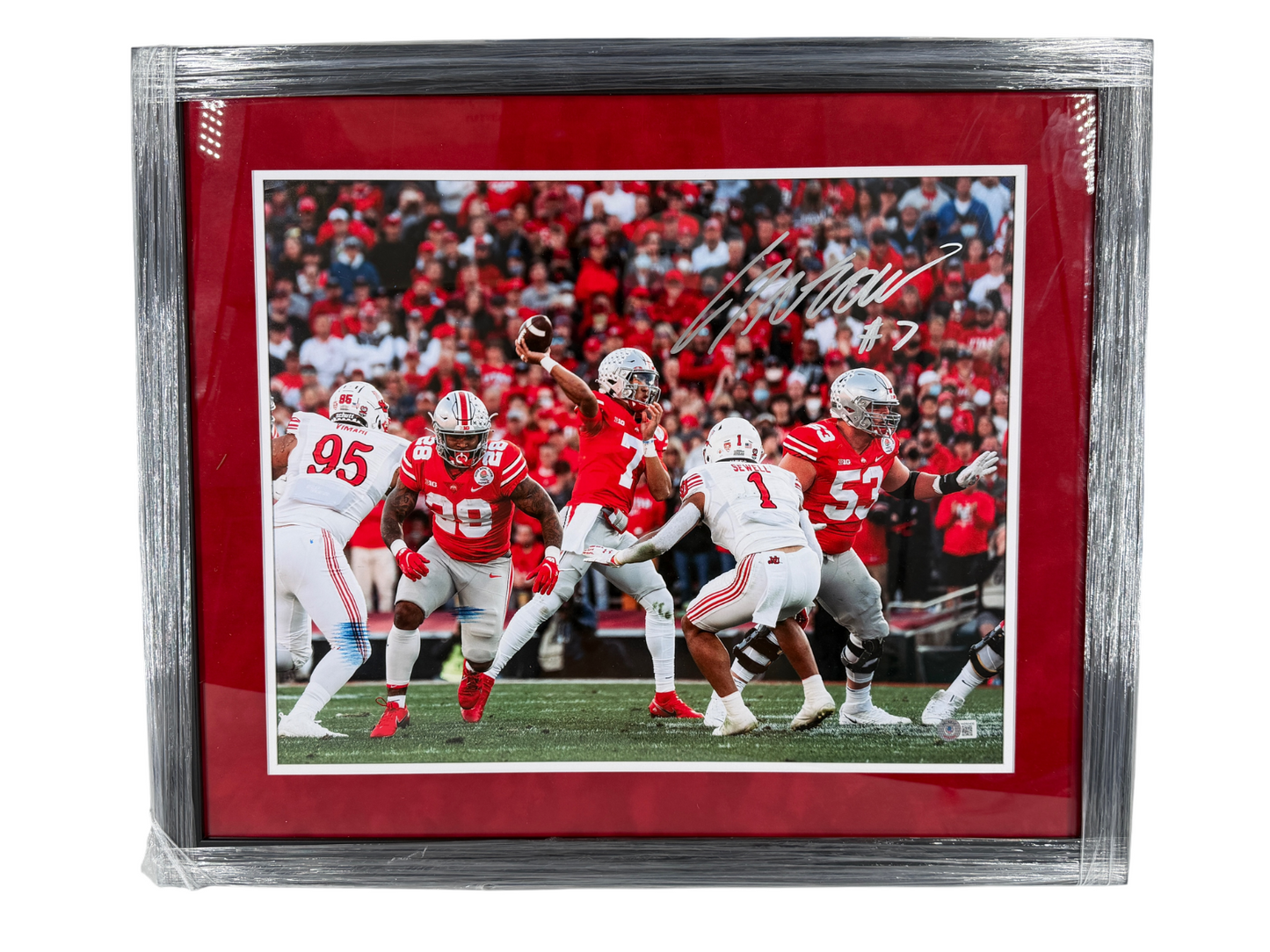 CJ Stroud Signed Autographed Buckeyes 16x20 Custom Framed Photo BAS COA