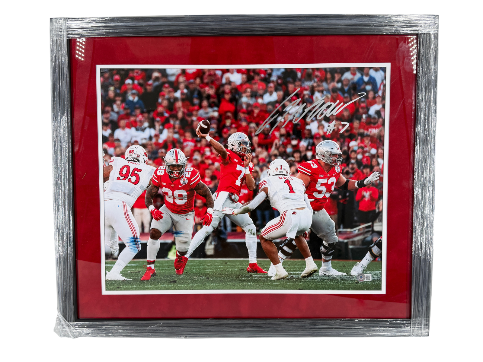 CJ Stroud Signed Autographed Buckeyes 16x20 Custom Framed Photo BAS COA
