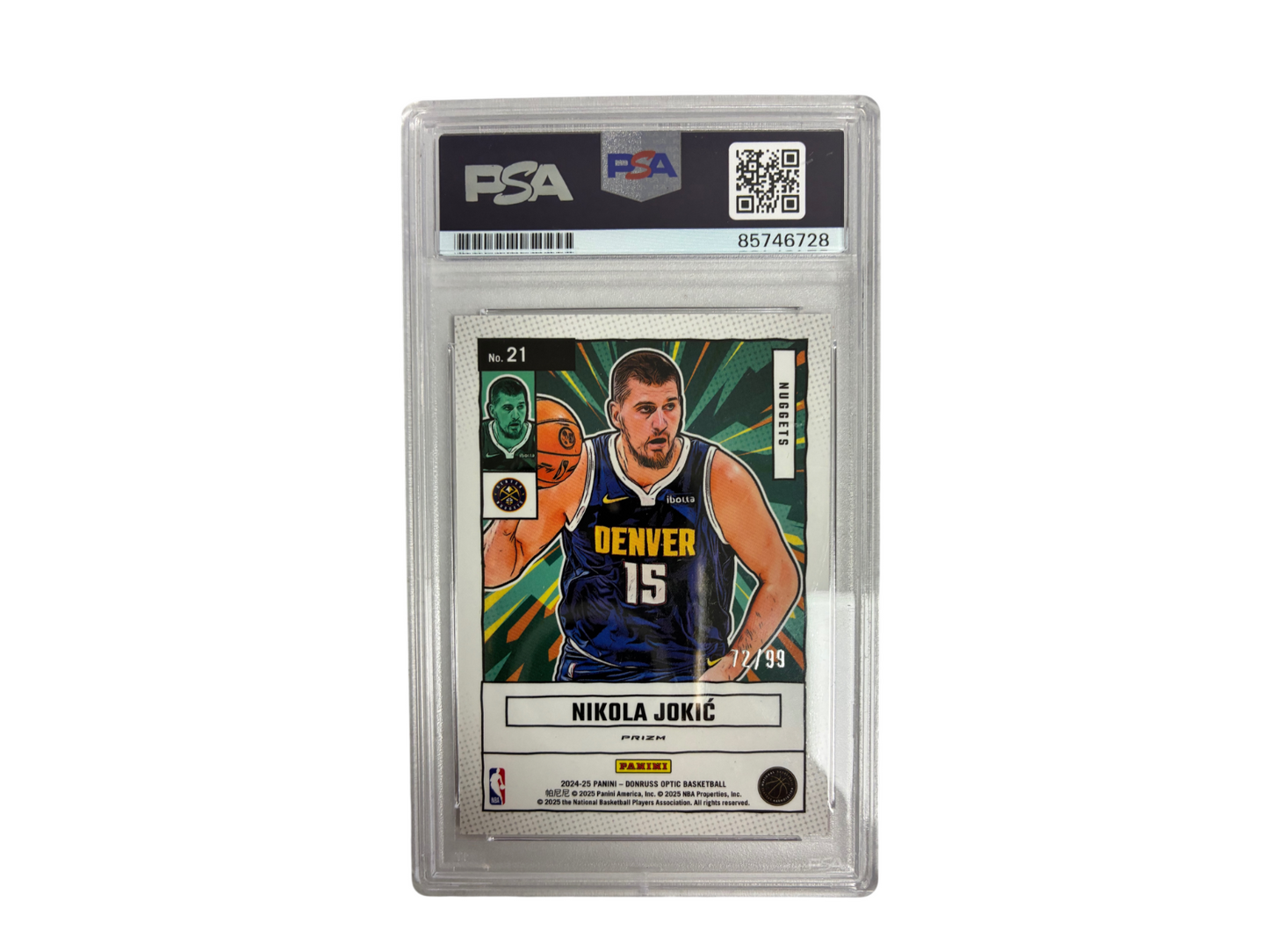 Nikola Jokic Signed Autographed Nuggets Donruss Optic Net Marvels 72/99 PSA/DNA