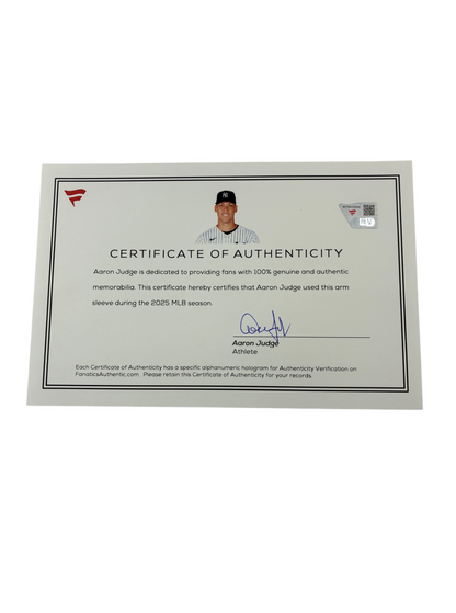 Aaron Judge Yankees Game Used 2025 Jordan Arm Sleeve Fanatics Authentic