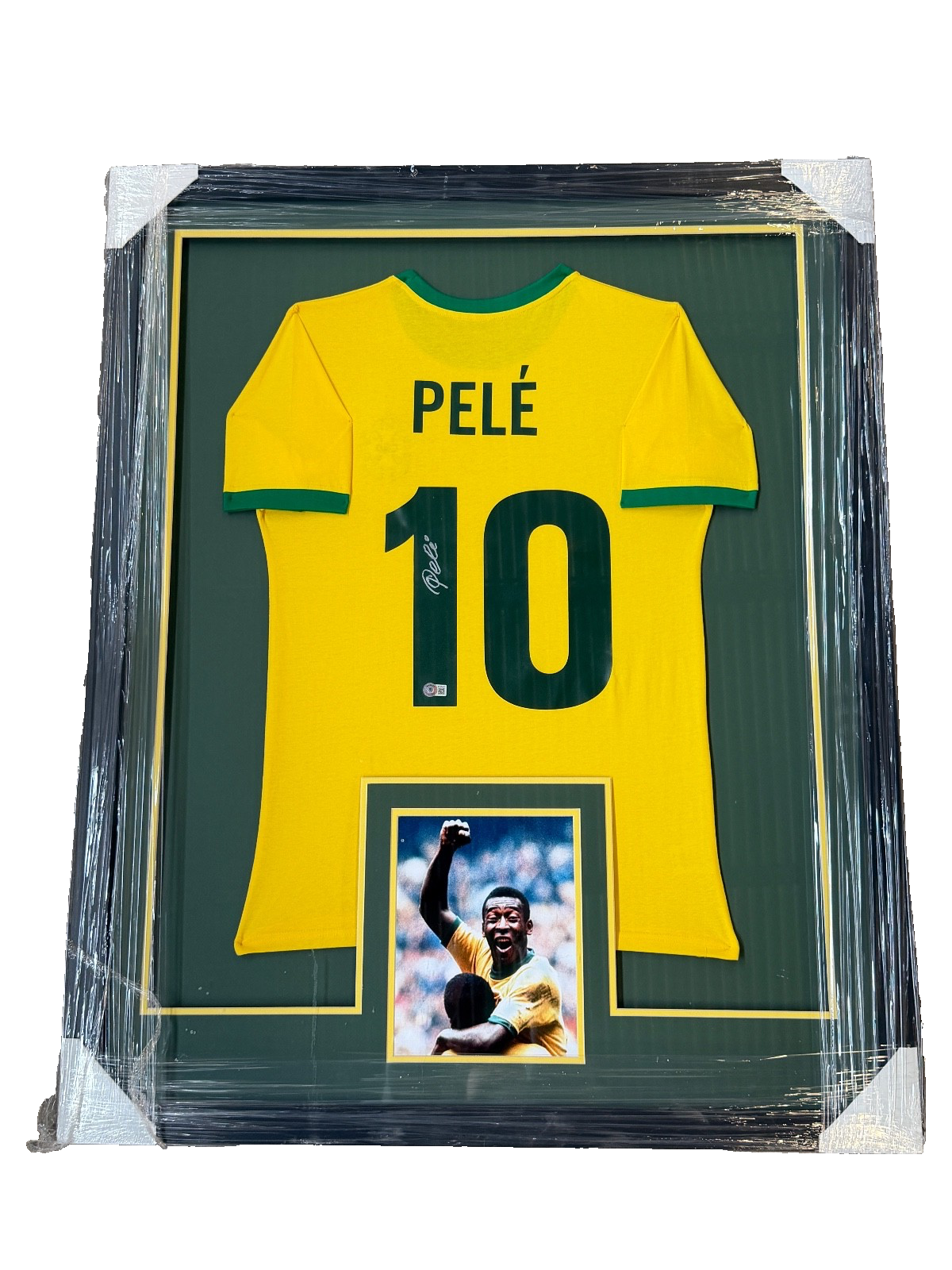 Pele Signed Autographed Brazil Jersey Custom Framed Beckett COA