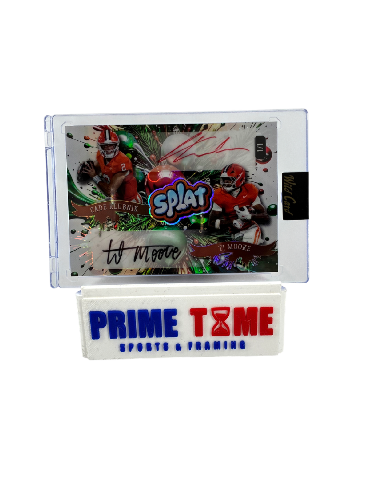 Cade Klubnik & TJ Moore Clemson Wild Card Splat Dual Auto 1/1