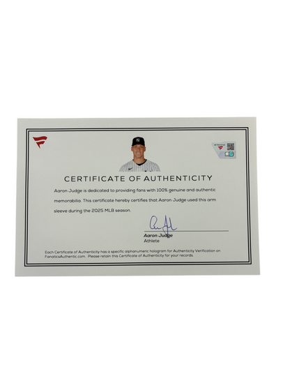 Aaron Judge Yankees Game Used 2025 Jordan Arm Sleeve Fanatics Authentic