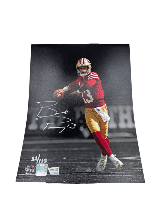 NFL 49ers Brock Purdy SIGNED 11x14 Spotlight LE /113 Photo Fanatics COA Auto