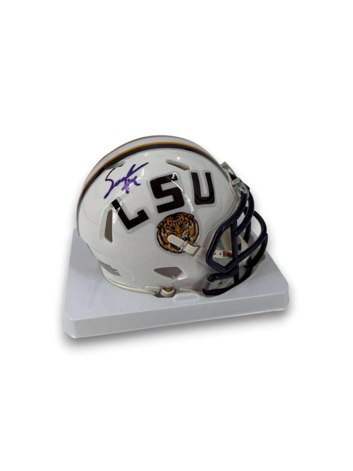 Mansoor Delane Signed Autographed Tigers Mini Helmet White Prime Time Witness