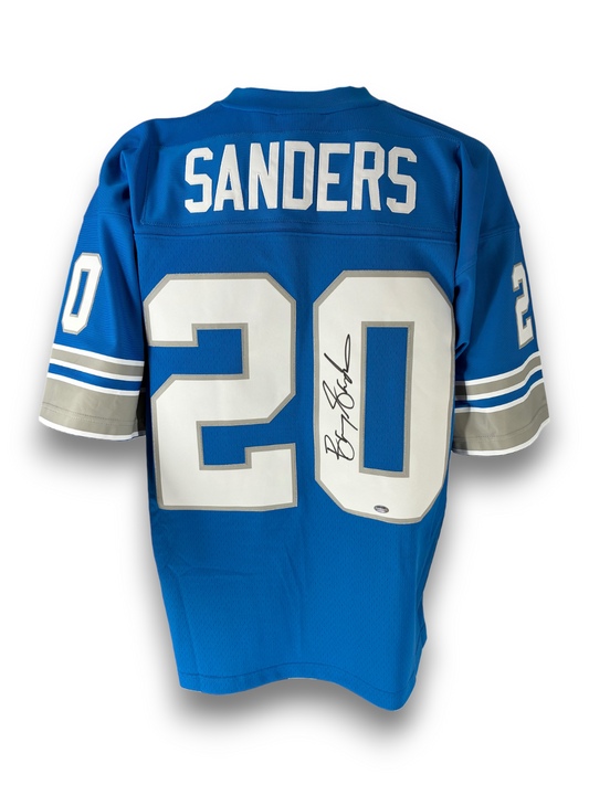 Barry Sanders Signed Autographed Lions 1996 T/B M&N NFL Legacy Schwartz Sports