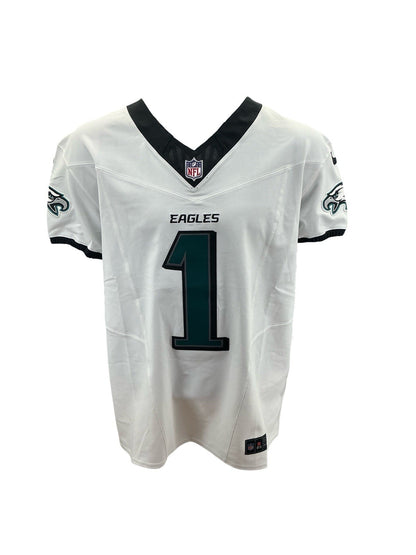 Eagles Super Bowl LIX Champs Signed Jalen Hurts Elite Jersey w/10 Autos - LE 50