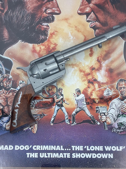 Chuck Norris Signed Autographed Prop Gun Framed Lone Wolf Mcquade Poster Radtke