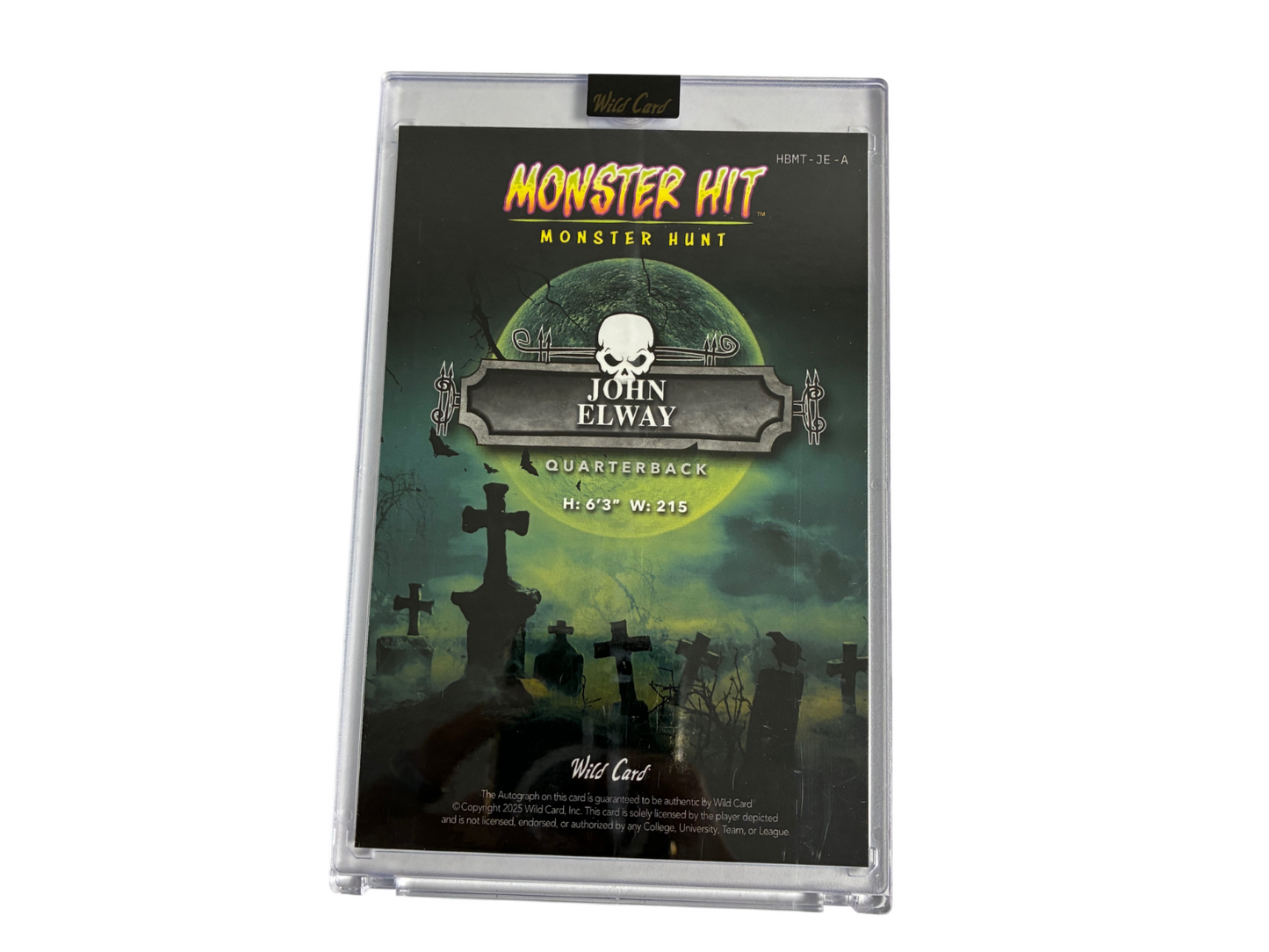 John Elway Broncos Wild Card Monster Hunt Monster Hit Oversized Jumbo Auto 1/1