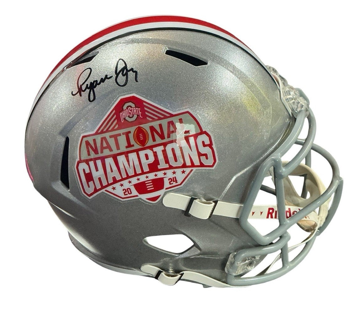Ryan Day Ohio State Buckeyes Signed Riddell Replica National Champs Helmet BAS