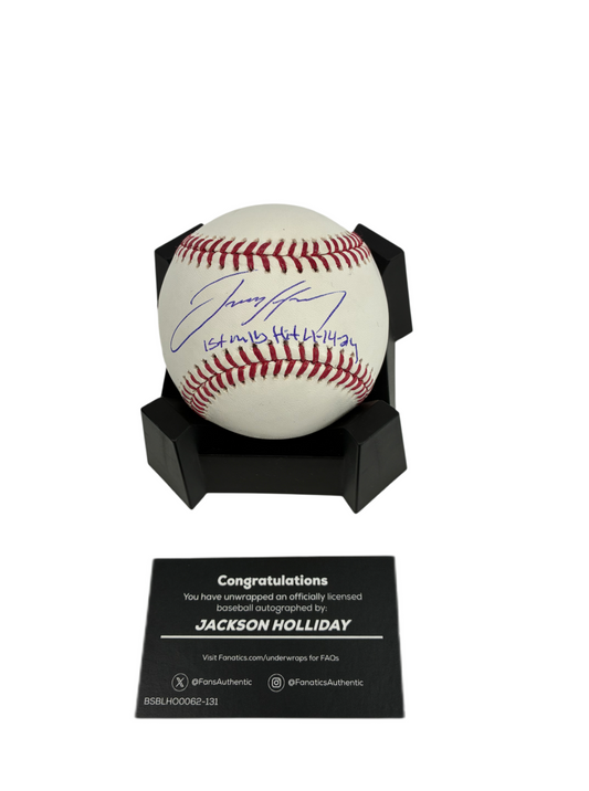 Jackson Holliday Signed Autographed Orioles Baseball Unwrapped Fanatics