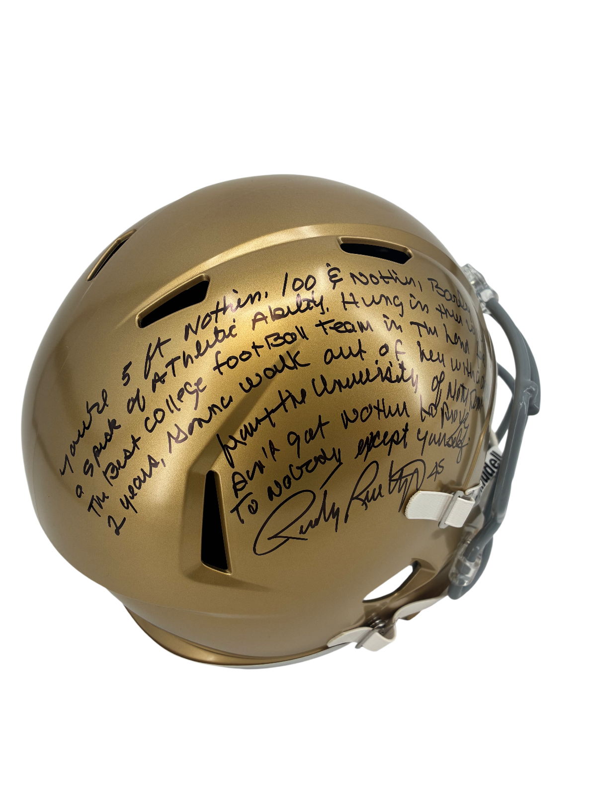 Rudy Ruettiger Signed Autographed Inscribed Speech Irish Helmet Prime Time Wit.