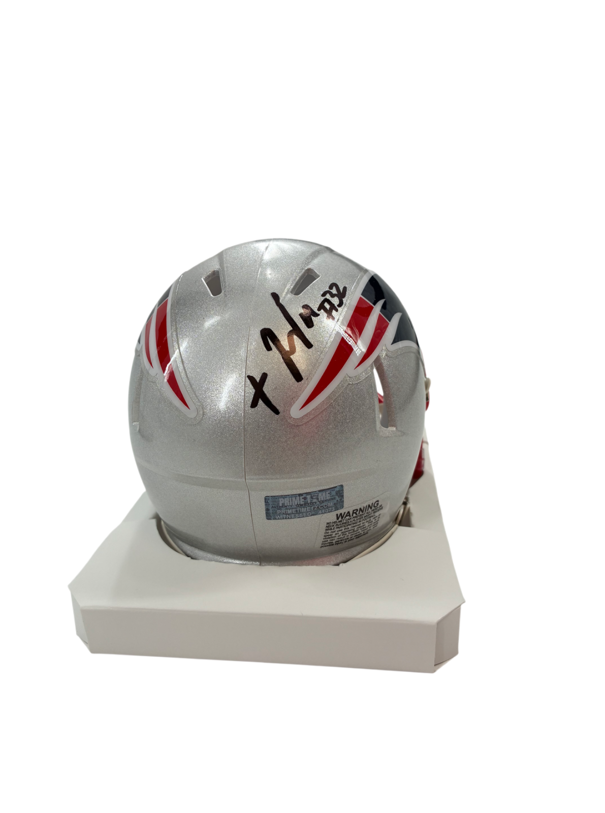 Treveyon Henderson Signed Autographed Patriots Mini Helmet Prime Time Witness