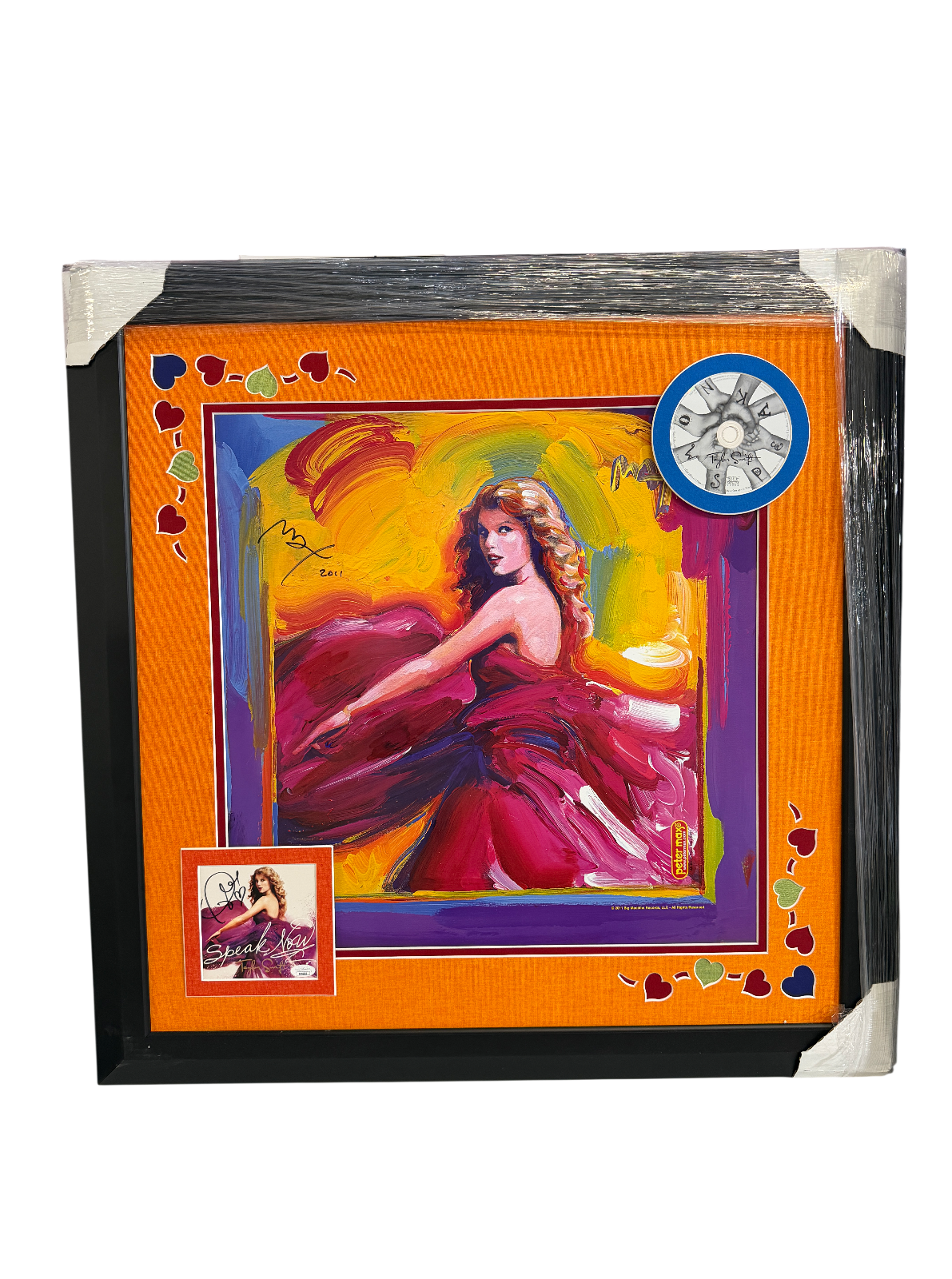 Taylor Swift & Peter Max Signed Autograph Speak Now 32x32 Custom Framed JSA
