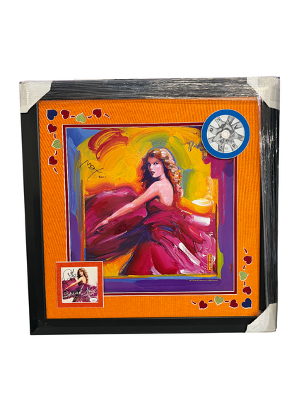 Taylor Swift & Peter Max Signed Autograph Speak Now 32x32 Custom Framed JSA