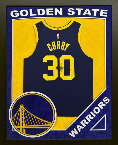 Stephen Curry Signed Autographed Warriors Jersey Custom Framed JSA COA