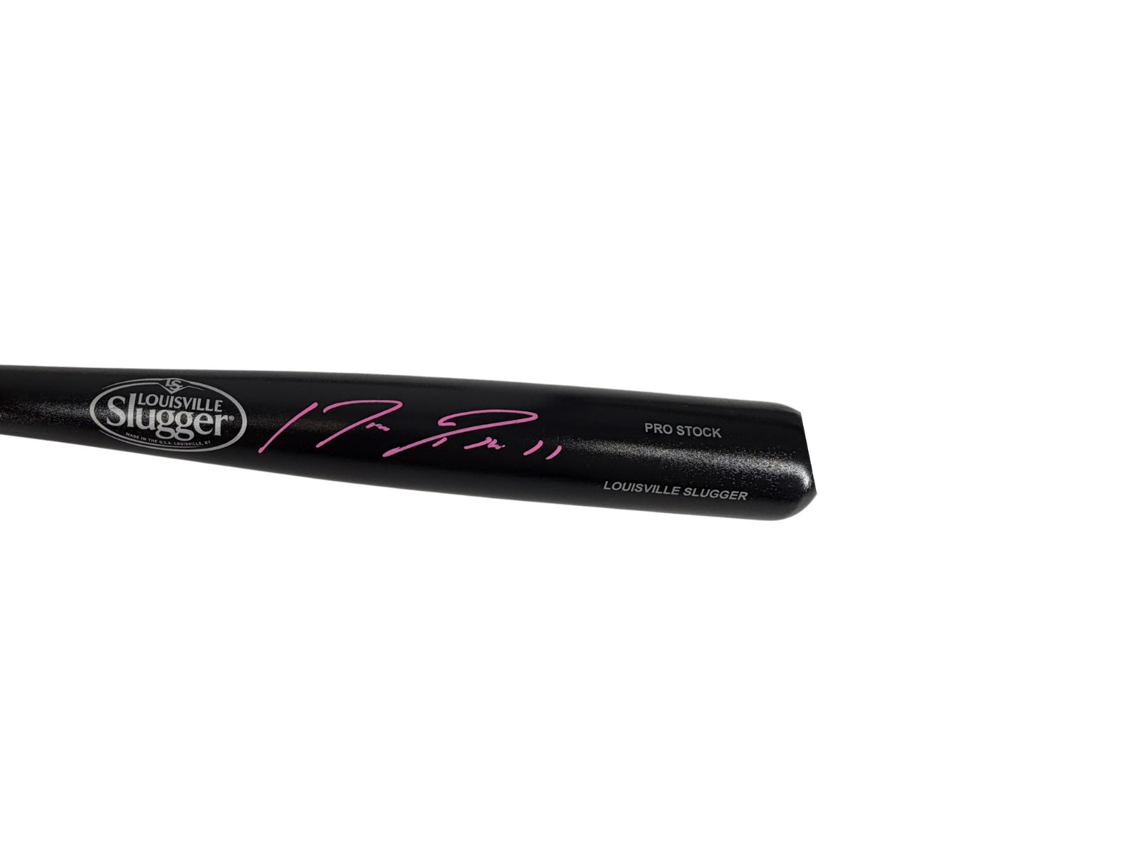 Jose Ramirez Signed Autographed Guardians LS Bat Pink Auto Prime Time Witness