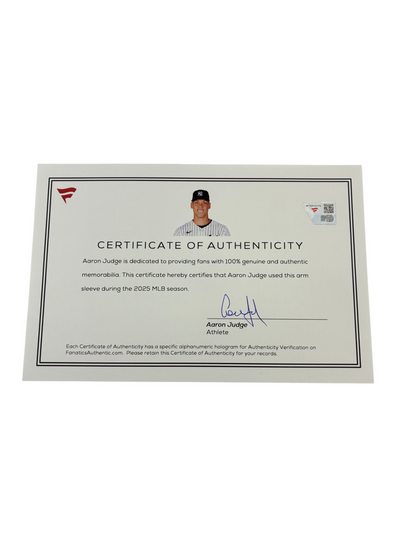 Aaron Judge Yankees 2025 Game Used Jordan Arm Sleeve Fanatics Authentic