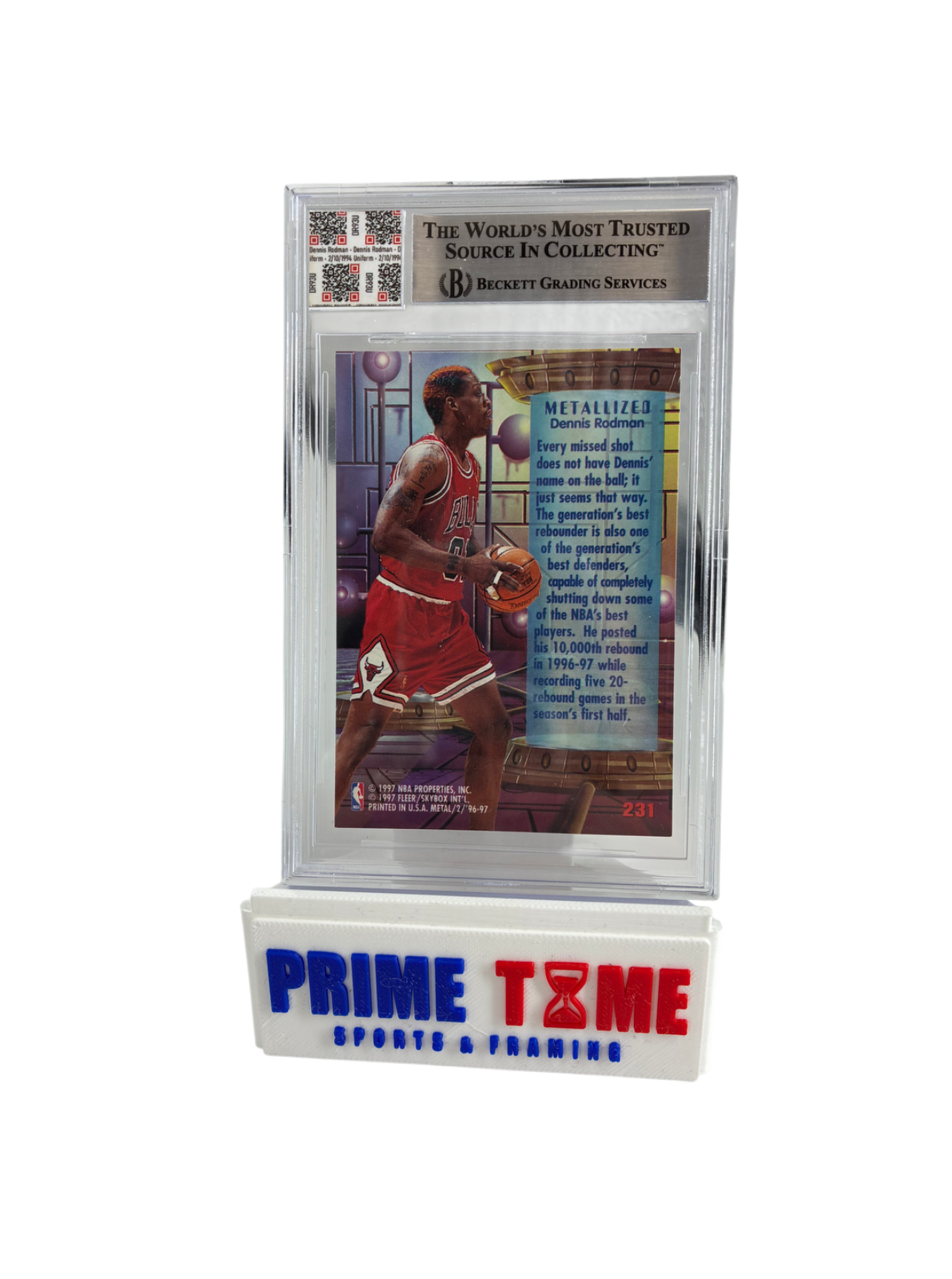 Dennis Rodman Jersey Fusion Authentic Autograph Game Used Patch Beckett Graded