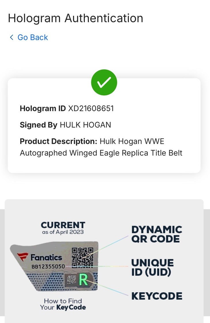 WWE Hulk Hogan Signed Autographed Authentic Winged Eagle Belt Fanatics COA