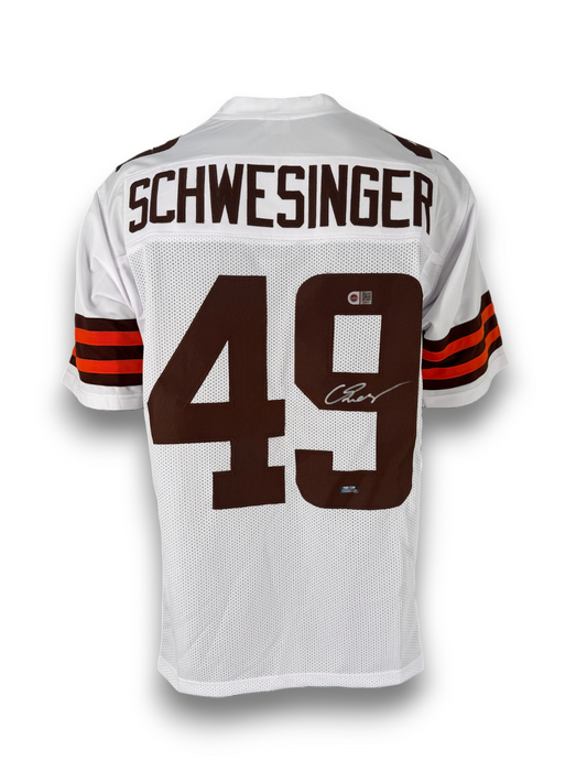 Carson Schwesinger Signed Autographed Browns White Custom Jersey Prime Time/SWAU