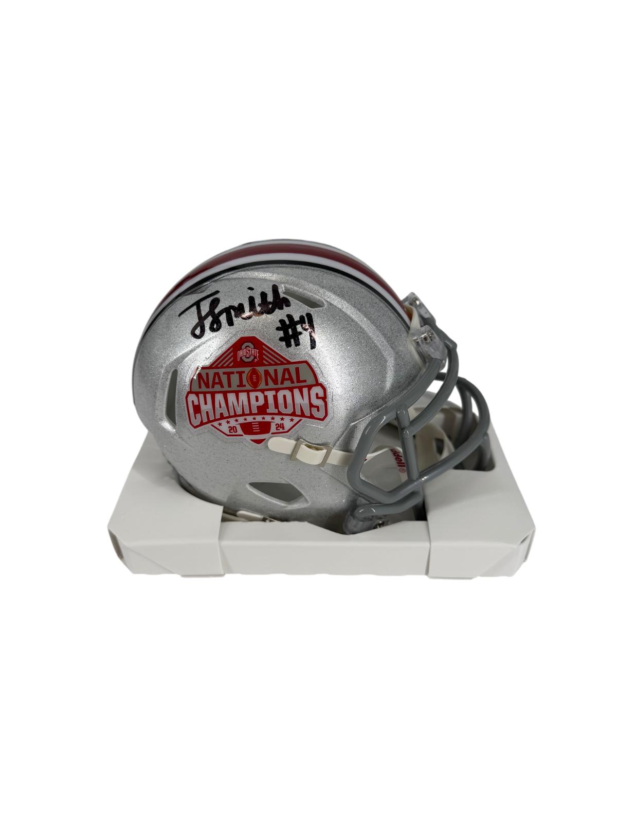 Jeremiah Smith Signed Mini Helmet 2024 National Champions Buckeyes SWAU COA