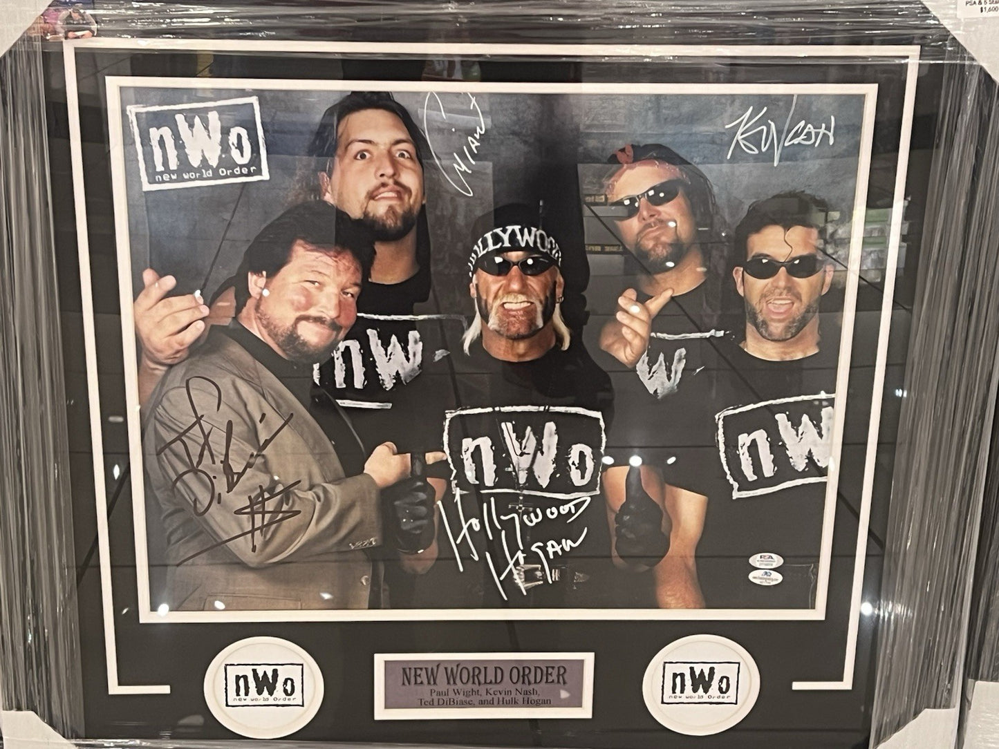 Hulk Hogan Paul Wight Kevin Nash Ted Dibiase New World Order Frame PSA Coa